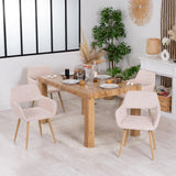 Lot de 2 fauteuils de salle à manger scandinaves avec accoudoirs en velours côtelé beige - CROMWELL CORDUROY