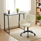 Foldable Office in black metal and desktop chair in beige velvet - ASCOLI & ROSS