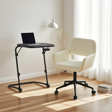 Ensemble avec table d’appoint noire pliable et fauteuil de bureau en velours côtelé beige - BASELINE & ROSS
