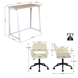 Ensemble bureau pliable et fauteuil de bureau en velours côtelé beige - ASCOLI & ROSS