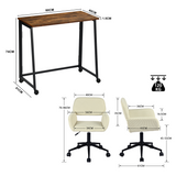 Set mit industriellem Klappschreibtisch auf Rollen und beigem Cordsessel – ASCOLI & ROSS