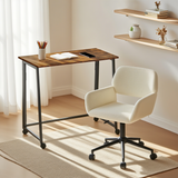 Set mit industriellem Klappschreibtisch auf Rollen und beigem Cordsessel – ASCOLI & ROSS