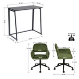 Black metal folding desk and olive green corduroy office chair set – ASCOLI & ROSS