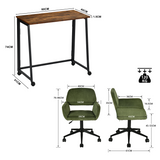 Ensemble avec bureau pliable industriel à roulettes et fauteuil en velours côtelé vert olive - ASCOLI & ROSS