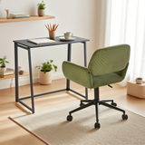 Black metal folding desk and olive green corduroy office chair set – ASCOLI & ROSS