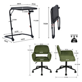 Ensemble avec table d’appoint noire pliable et fauteuil de bureau en velours côtelé vert olive - BASELINE & ROSS