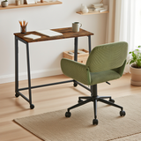 Ensemble avec bureau pliable industriel à roulettes et fauteuil en velours côtelé vert olive - ASCOLI & ROSS
