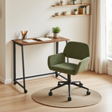 Ensemble avec bureau pliable industriel à roulettes et fauteuil en velours côtelé vert olive - ASCOLI & ROSS