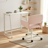 Set with White foldable desk on wheels and olive green velvet velvet chair - Ascoli & Ross