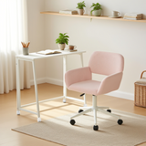 Set with White foldable desk on wheels and olive green velvet velvet chair - Ascoli & Ross