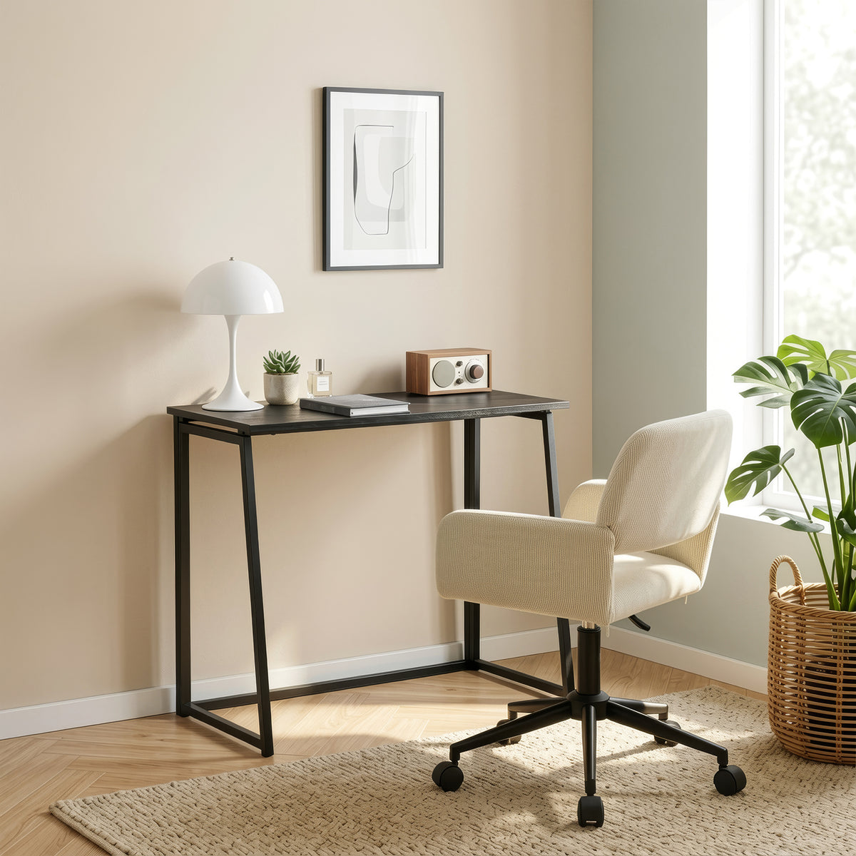 Faltbarer industrieller Desktop in Holz und Black Metall - Ascoli