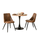 Round Table Table Table Table Timber Ø80 cm with 4 black velvet chairs, modern and comfortable style