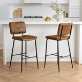 Set of 2 industrial bar stools with suede back - POMONA BAR