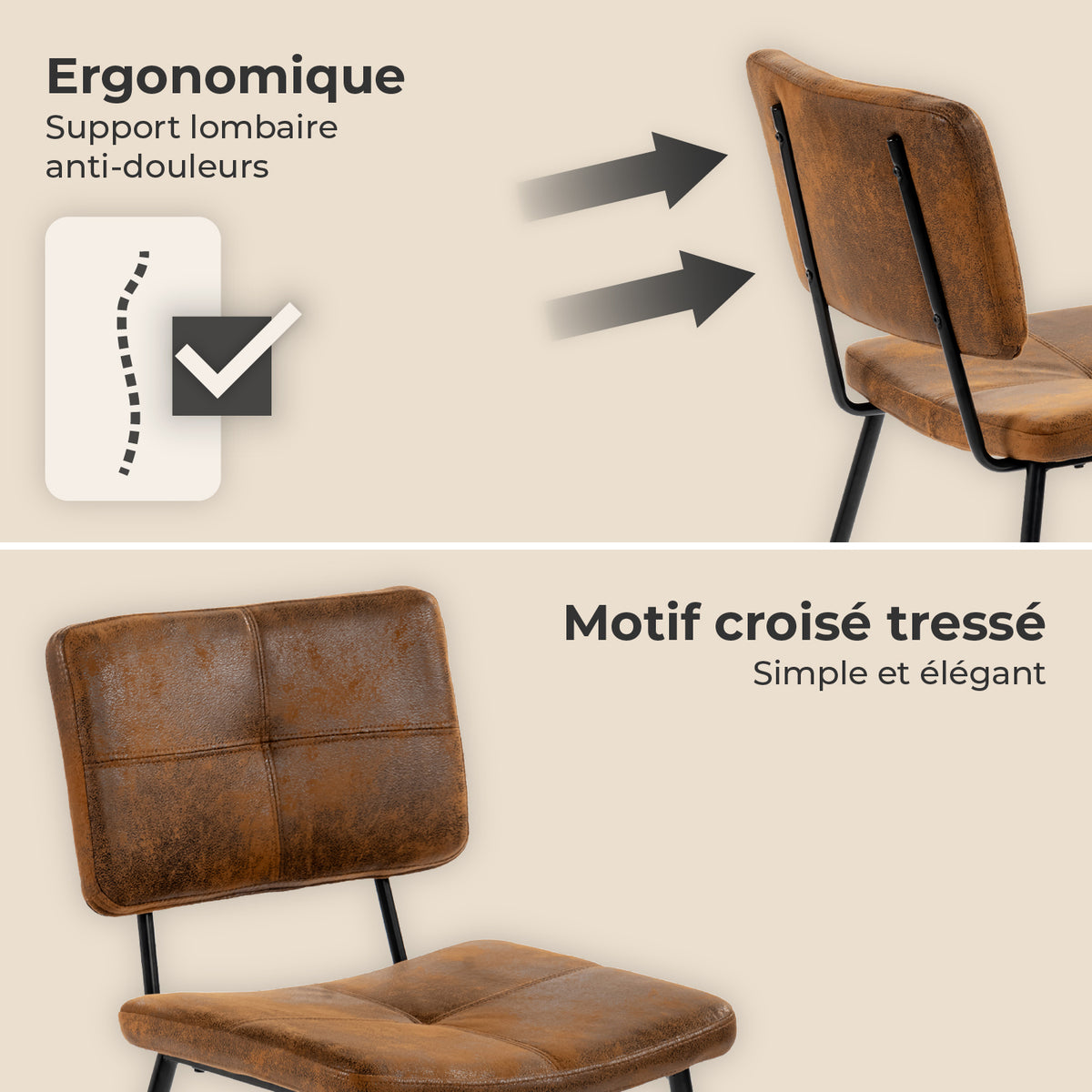 Set of 4 industrial suede dining room chairs - POMONA