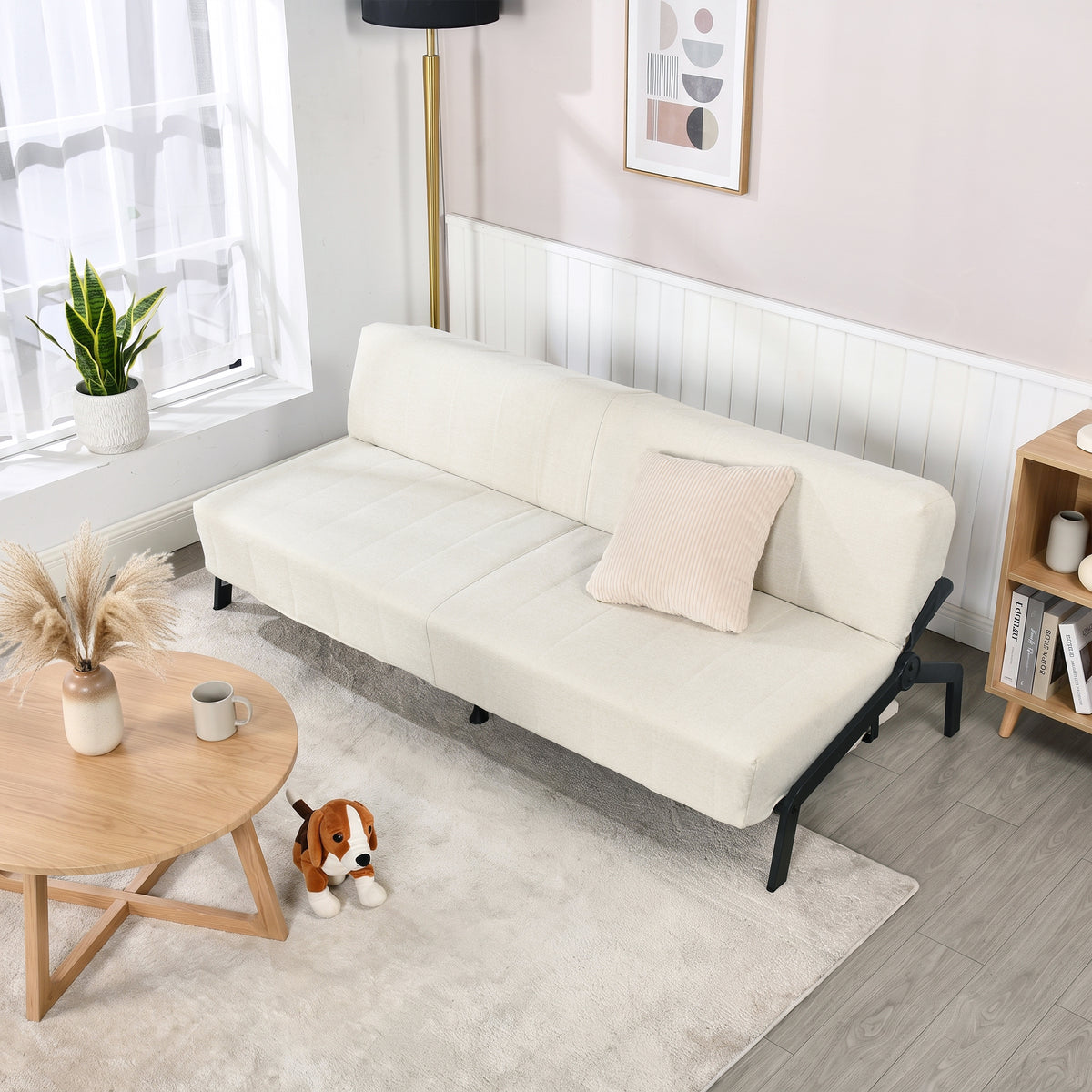 Canapé-lit en tissu beige - UNITY