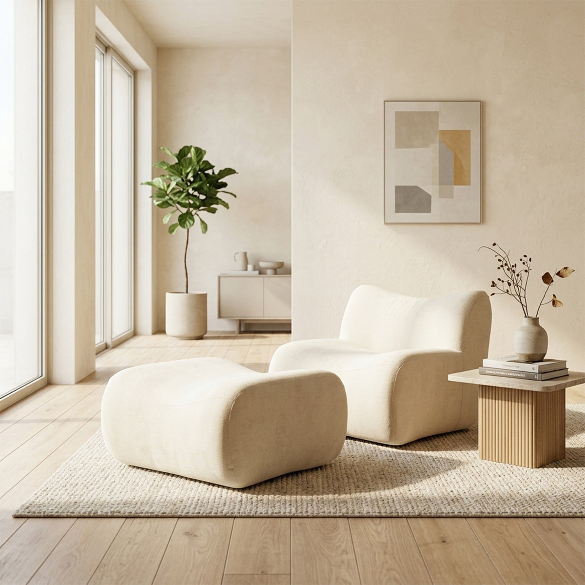 Canapé modulaire chenille beige 1 place