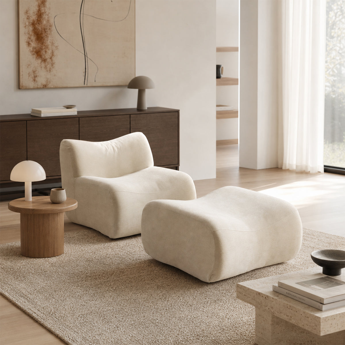 Canapé modulaire chenille beige 1 place