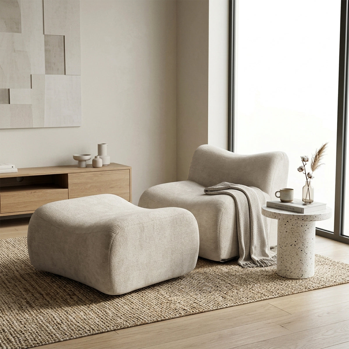 Canapé modulaire chenille gris 1 place