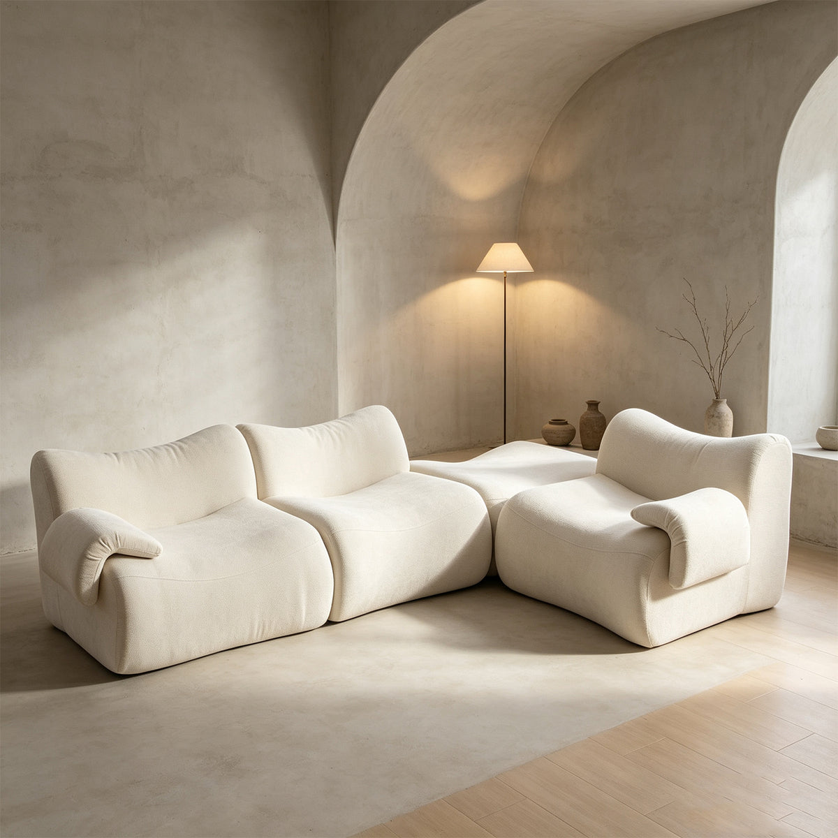 Canapé modulaire chenille beige 3 place