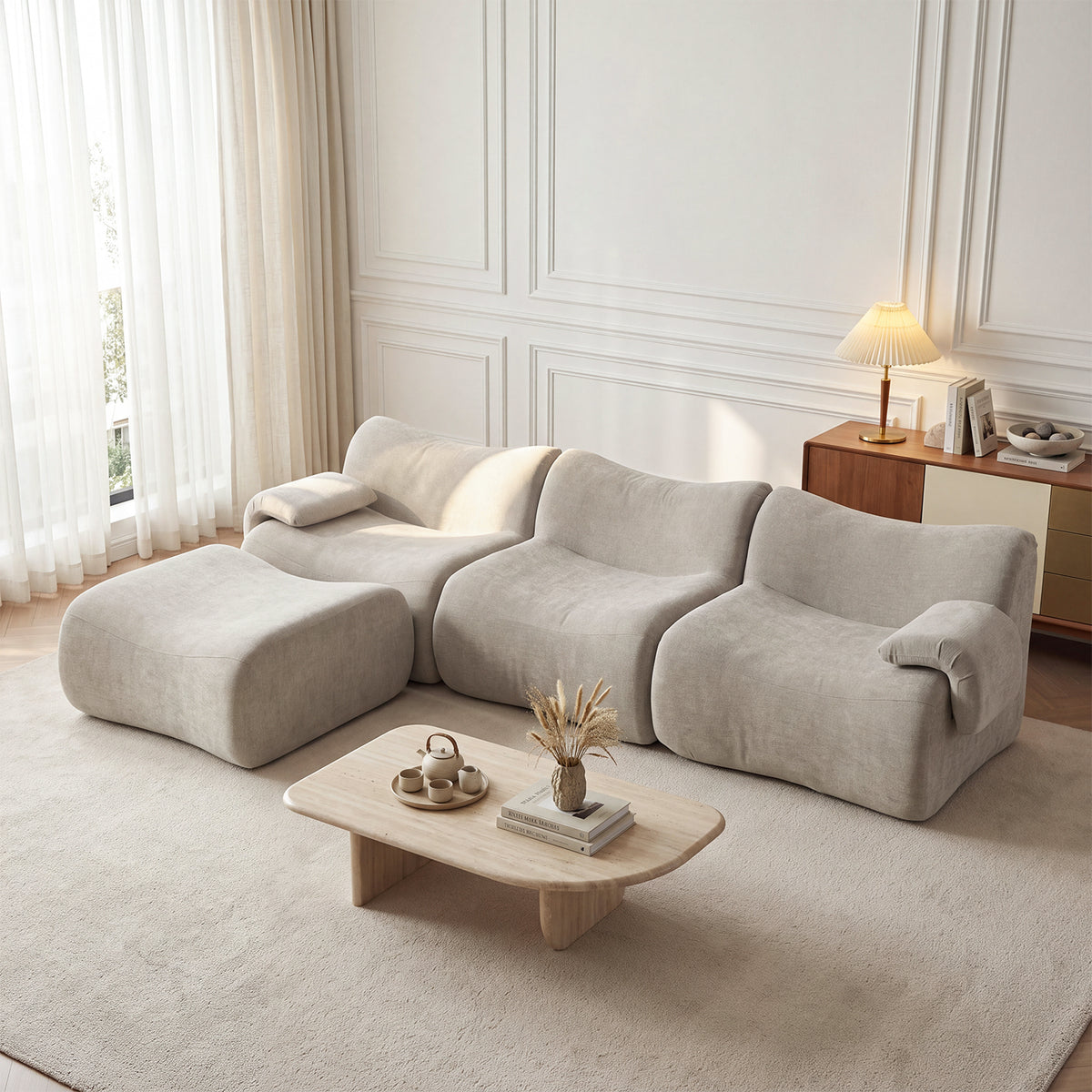 Canapé modulaire chenille gris 3 place