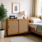 Küchen-Sideboard aus Holz im Landhausstil mit 2 Schiebetüren und verstellbaren Regalen – 100 × 90 × 37 cm