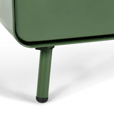 Meuble TV/Buffet salon en métal vert 3 portes et plateau en bois avec étagères - WALNUT