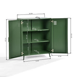 Grüner Metallschrank/Spind im Industriestil mit Regalen und 2 Türen – WALNUSS