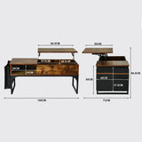 HIPTIAL COWABLE COWABLE mit verstecktem Speicher, Hebung und Seitentasche, Vintage -Holz und schwarzes Metall - Zola