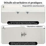 Buffet de rangement blanc 70x35x90 cm en MDF avec 2 portes magnétiques