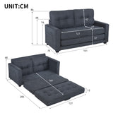 2-Sitzer-Schlafsofa aus dunkelgrauem Stoff mit Seitentaschen, modernes Schlafsofa