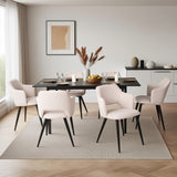 Runder Tisch in Walnussoptik Ø80 cm mit 4 schwarzen Samtstühlen, moderner und komfortabler Stil