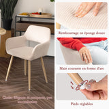 Ensemble de salle à manger de style scandinave comprenant une table ronde en chêne et 2 chaises en velours côtelé beige