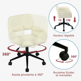 Fauteuil de bureau en velours côtelé beige, réglable en hauteur, rotation à 360° - ROSS