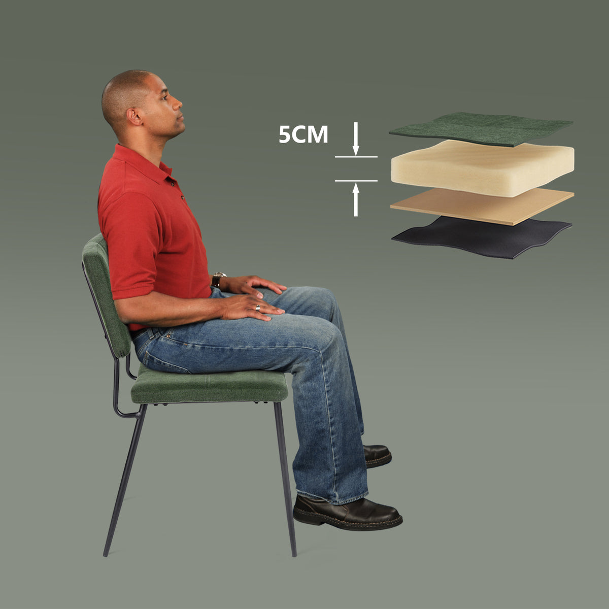 Ensemble de salle à manger comprenant une table extensible et 4 chaises de salle à manger industrielles en tissu vert