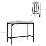 Ensemble de table haute avec quatre tabourets au design industriel gris en métal