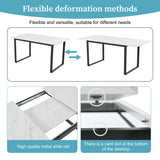 Extensible dining table 140/180x80x75 cm with MDF tray white marble effect and black metal feet
