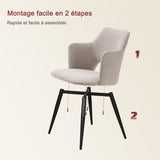 Ensemble de salle à manger comprenant une table extensible et 4 fauteuils avec accoudoirs en tissu beige