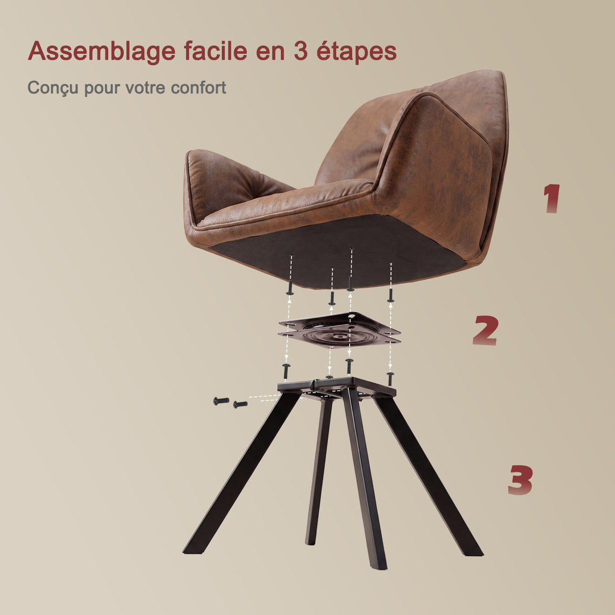 Runder Tisch in Walnussoptik Ø80 cm mit 4 schwarzen Samtstühlen, moderner und komfortabler Stil