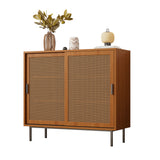 Küchen-Sideboard aus Holz im Landhausstil mit 2 Schiebetüren und verstellbaren Regalen – 100 × 90 × 37 cm