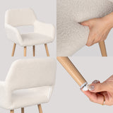 Lot de 6 fauteuils de salle à manger scandinaves avec accoudoirs en tissu mouton bouclette beige - CROMWELL