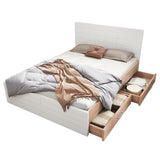 Doppelbett 140x200 cm in Holz mit Lattenbasis und 2 Lagerschubladen (ohne Matratzen)