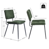 Ensemble de salle à manger comprenant une table extensible et 4 chaises de salle à manger industrielles en tissu vert
