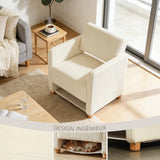 Loungesessel mit Armlehnen aus beigem Cord – DOMCO
