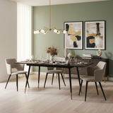 Ensemble de salle à manger comprenant une table extensible et 4 fauteuils avec accoudoirs en tissu beige