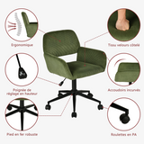 Black metal folding desk and olive green corduroy office chair set – ASCOLI & ROSS