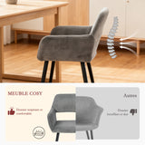 Ensemble de salle à manger de style scandinave comprenant une table ronde en chêne et 2 chaises en velours côtelé gris