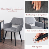 Ensemble de salle à manger de style scandinave comprenant une table ronde en chêne et 2 chaises en velours côtelé gris