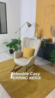 Fauteuil à bascule allaitement scandinave avec accoudoirs en tissu beige capitonné - EPPING