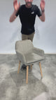 Lot de 6 chaises de salle à manger de style scandinave avec pieds en bois et accoudoirs en velours côtelé gris - ELIA
