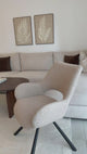 Lot de 4 chaises de salle à manger scandinaves avec accoudoirs en tissu beige - BETH